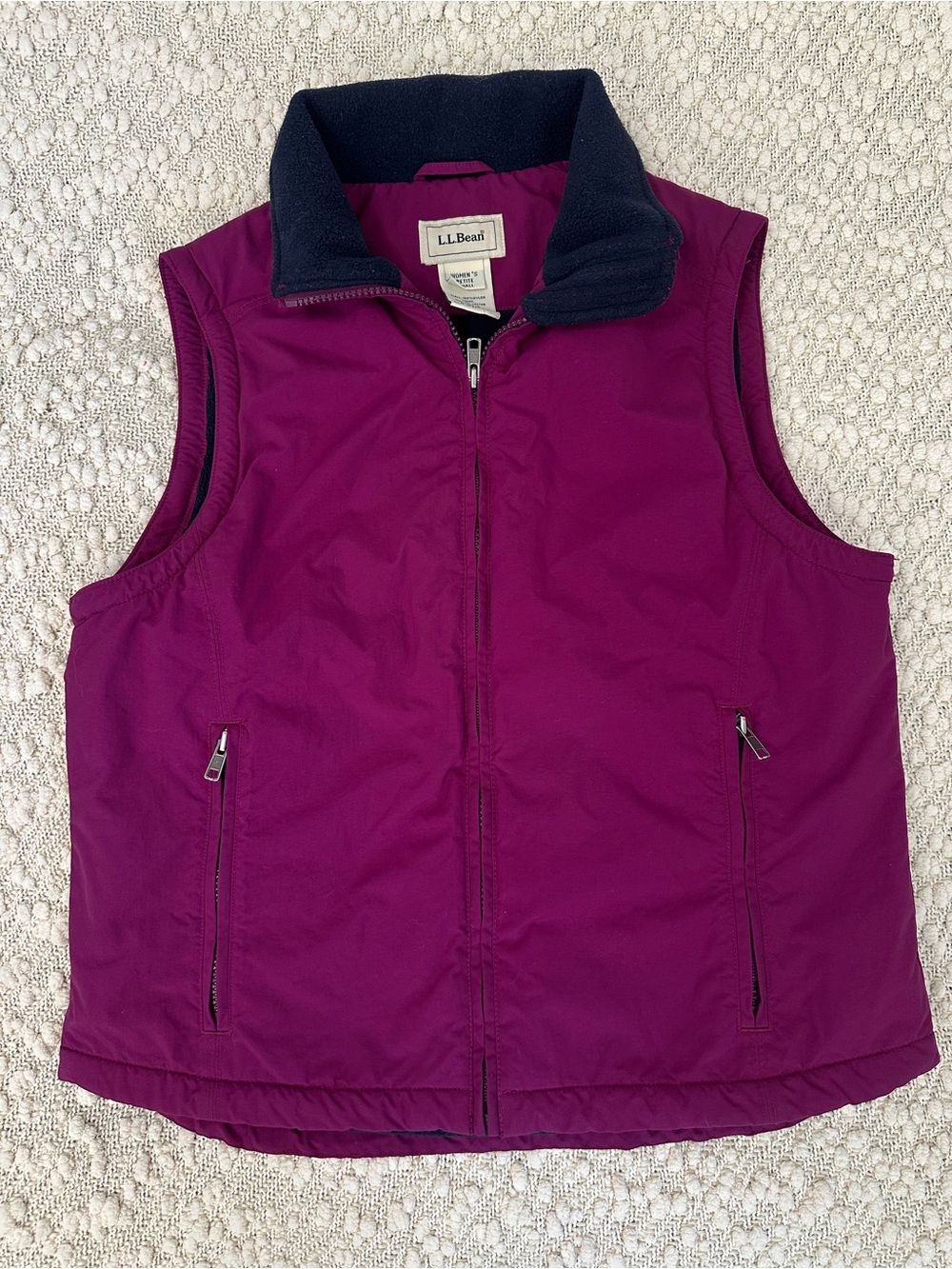 LL Bean Vintage 90s Y2K Womens PS Fleece Lined Nylon Vest Berry Purple 0WY10